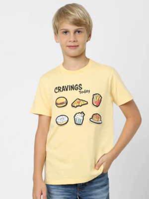 BOYS BEIGE GRAPHIC PRINT T-SHIRT