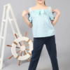 Kids Girls Orange 100% Cotton Round Neck Peplum Top - Image 2